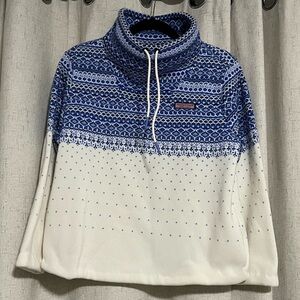 Vineyard Vines Blue and White Cowl Neck Sweater